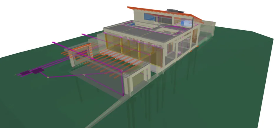 Modelo BIM: prumada de instalações