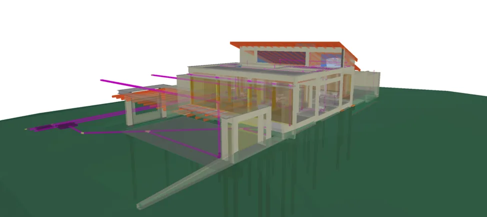 Modelo 3D: instalação compatibilizada com a estrutura