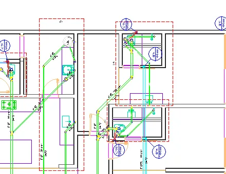 Planta técnica: tubulação compatibilizada