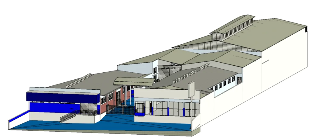 Modelo 3D da edificação usada como base do projeto PPCI